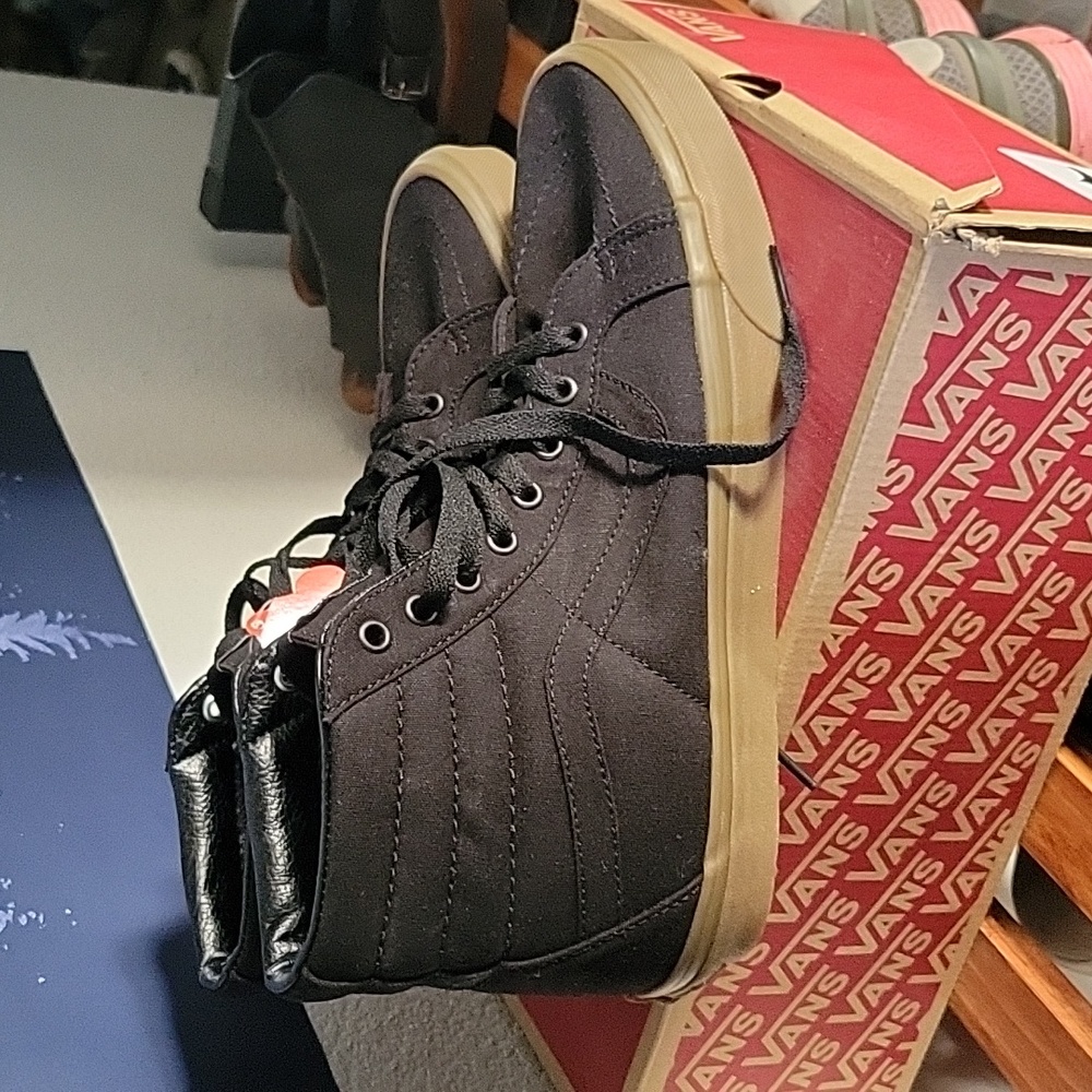 Black Canvas Vans in Box